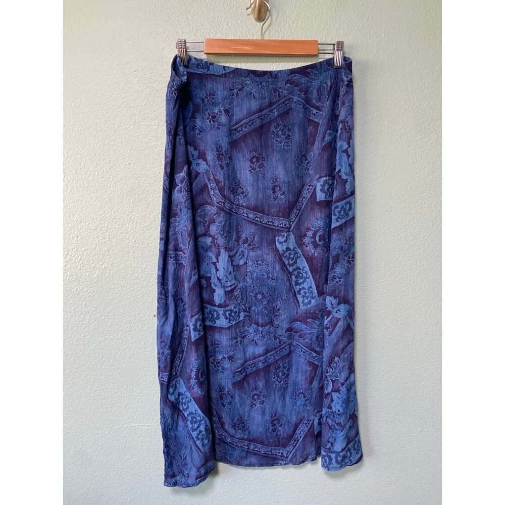 Vintage CM Sharpe Women's‎ Blue Pattern Midi Skirt One Size